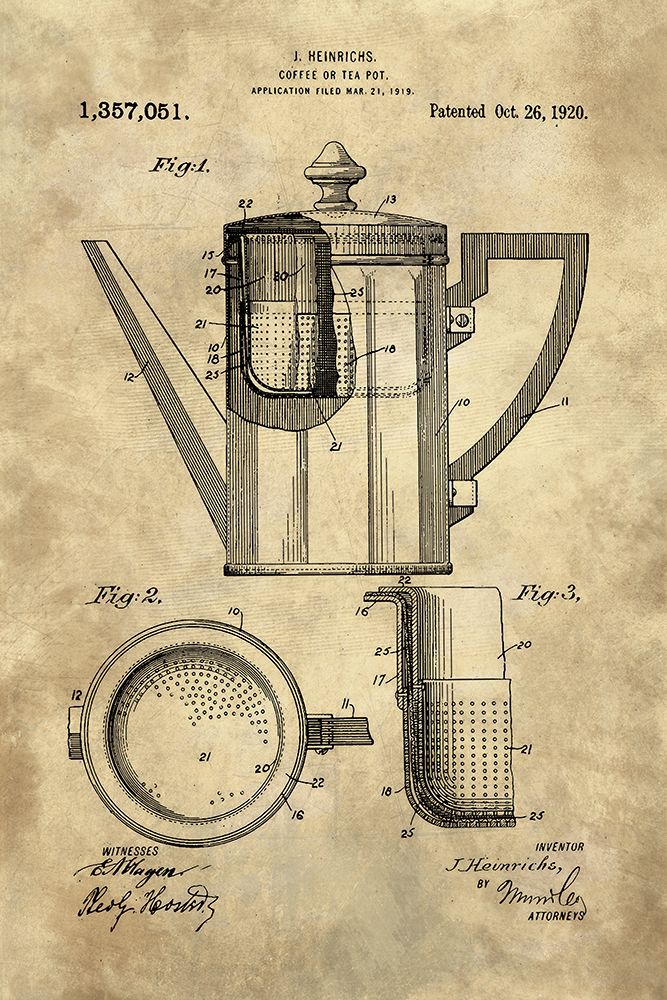 Coffee Or Tea Pot Blueprint - Industrial Farmhouse