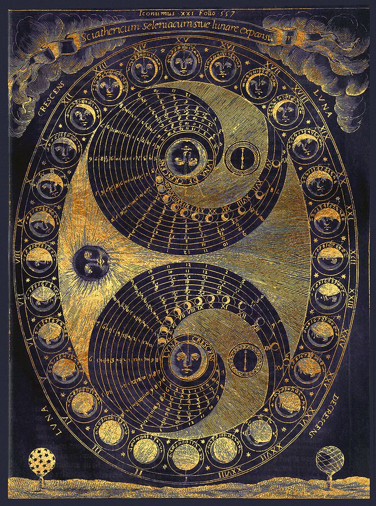Golden elements Of The Moon Astronomy Chart