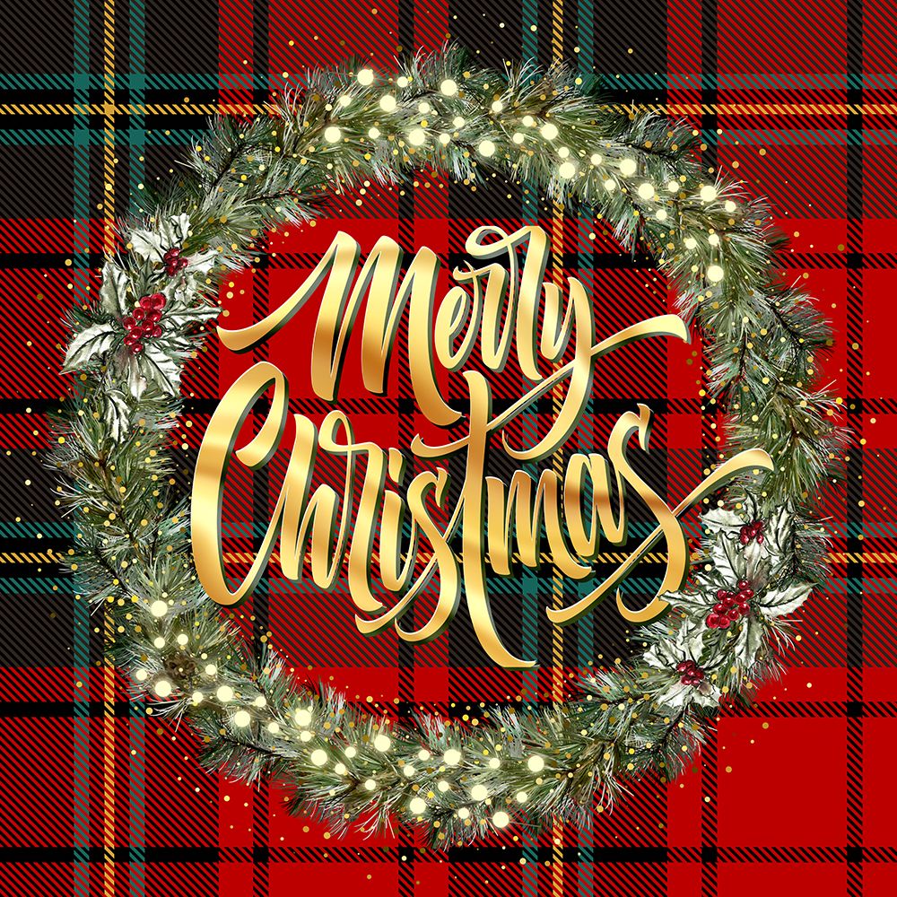 Merry Christmas Golden Wreath