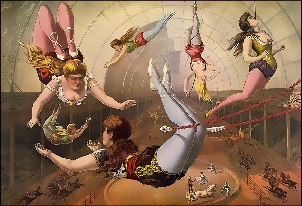 Vintage Circus Flying Trapeze Aerialists