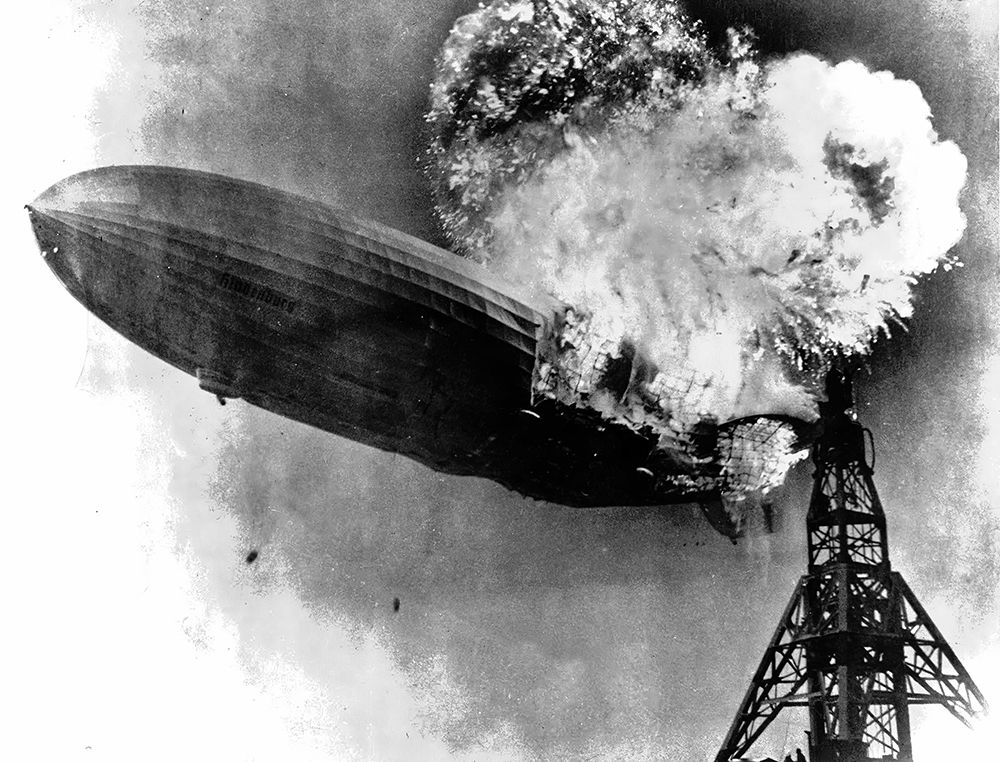 Hindenburg explodes in New Jersey May 6, 1937