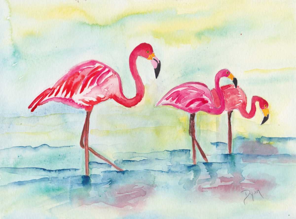 Sunset Flamingoes I