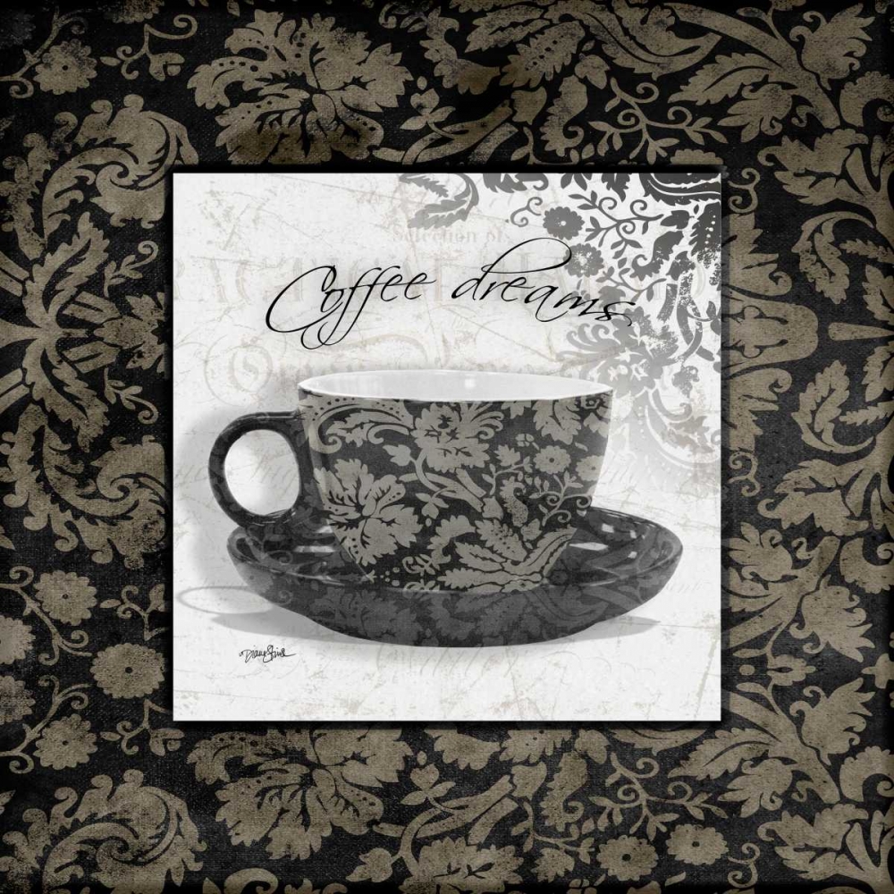 Grey Coffee Damask 1