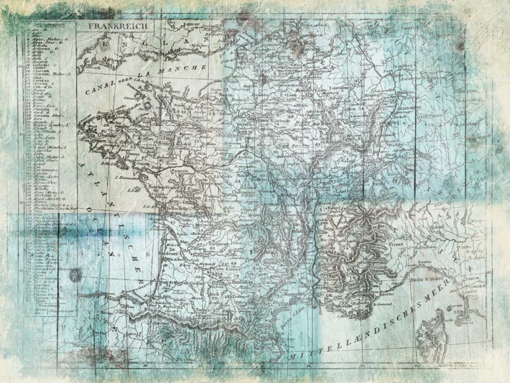 Aged Blue Map Two