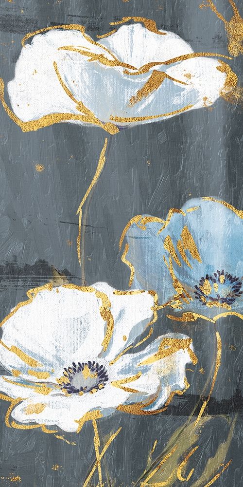 Blue Gold Florals Mate Three