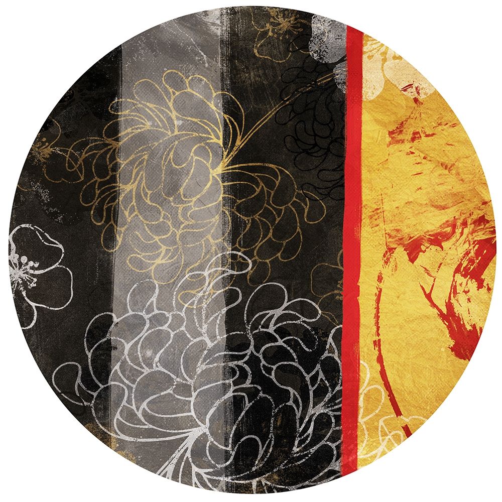 Golden Floral Abstract Circle