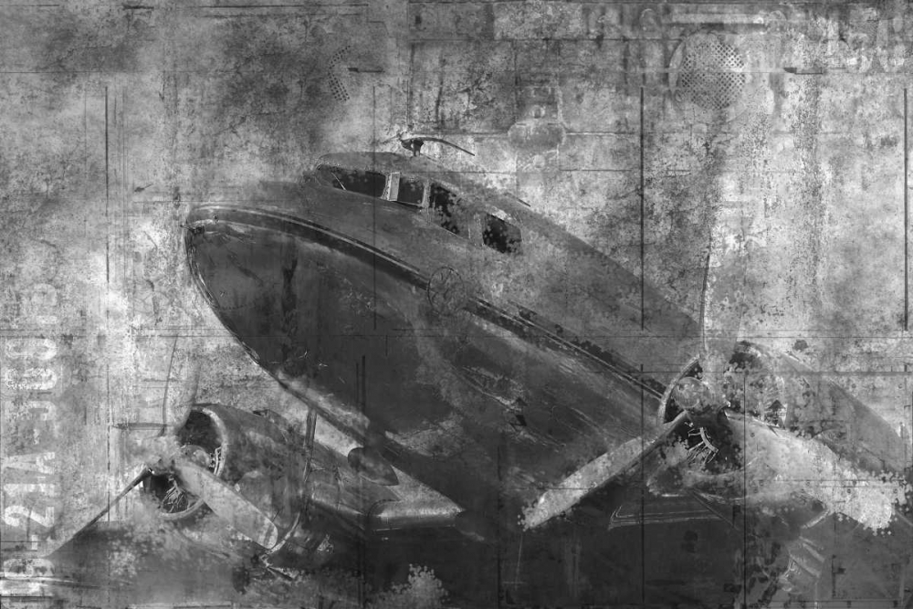 Vintage Airplane Black and White