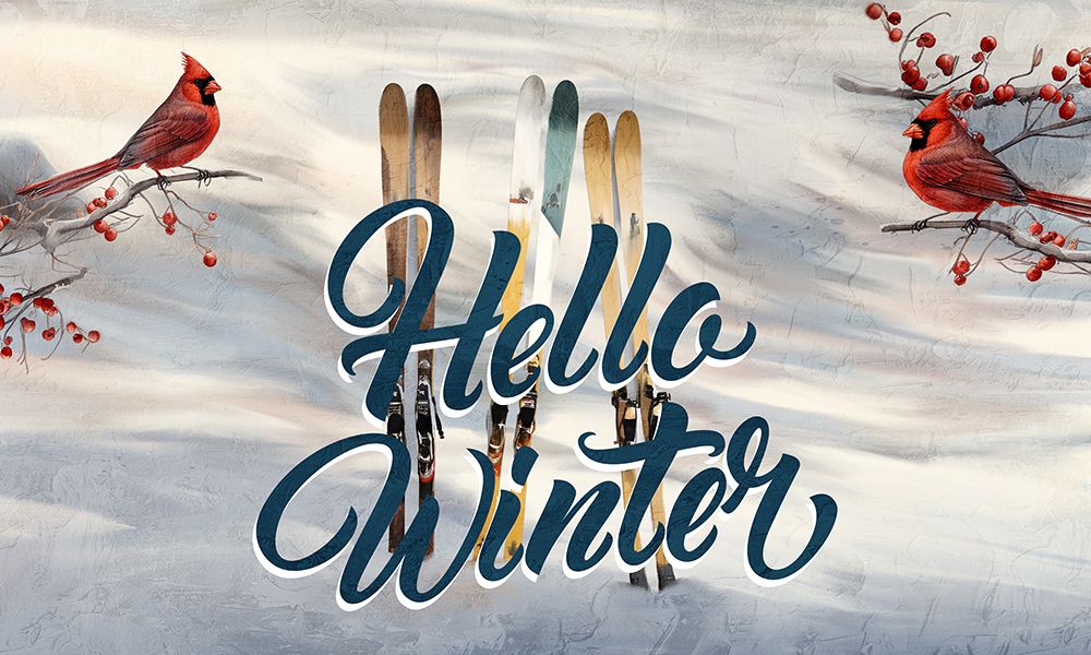 Hello Winter Cardinals And Skis