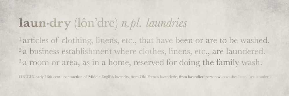 Definitions - Laundry I