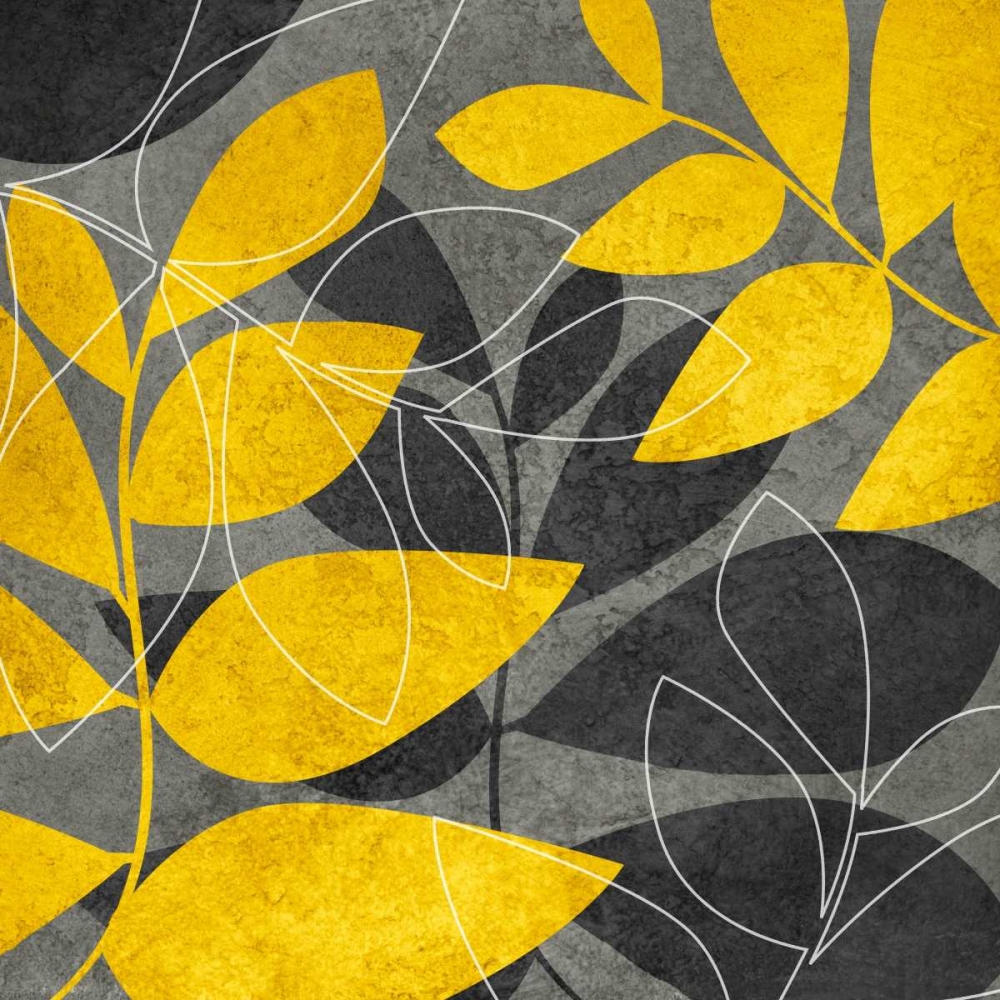 Gray and Gold Leaves I