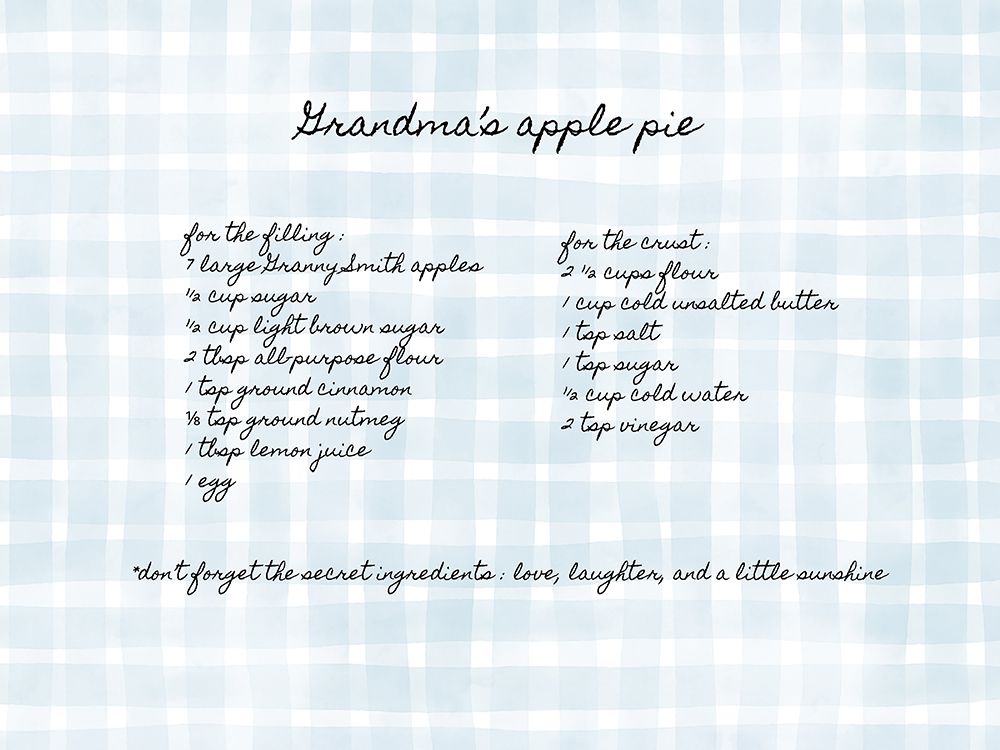 Grandmas Apple Pie Blue Plaid