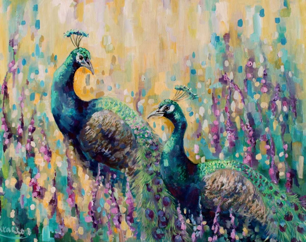 Peacocks In The Field 1