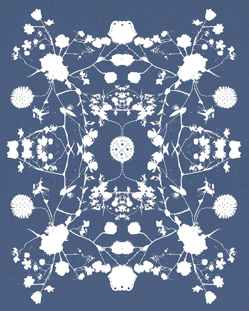 Blue White Wildflower Art