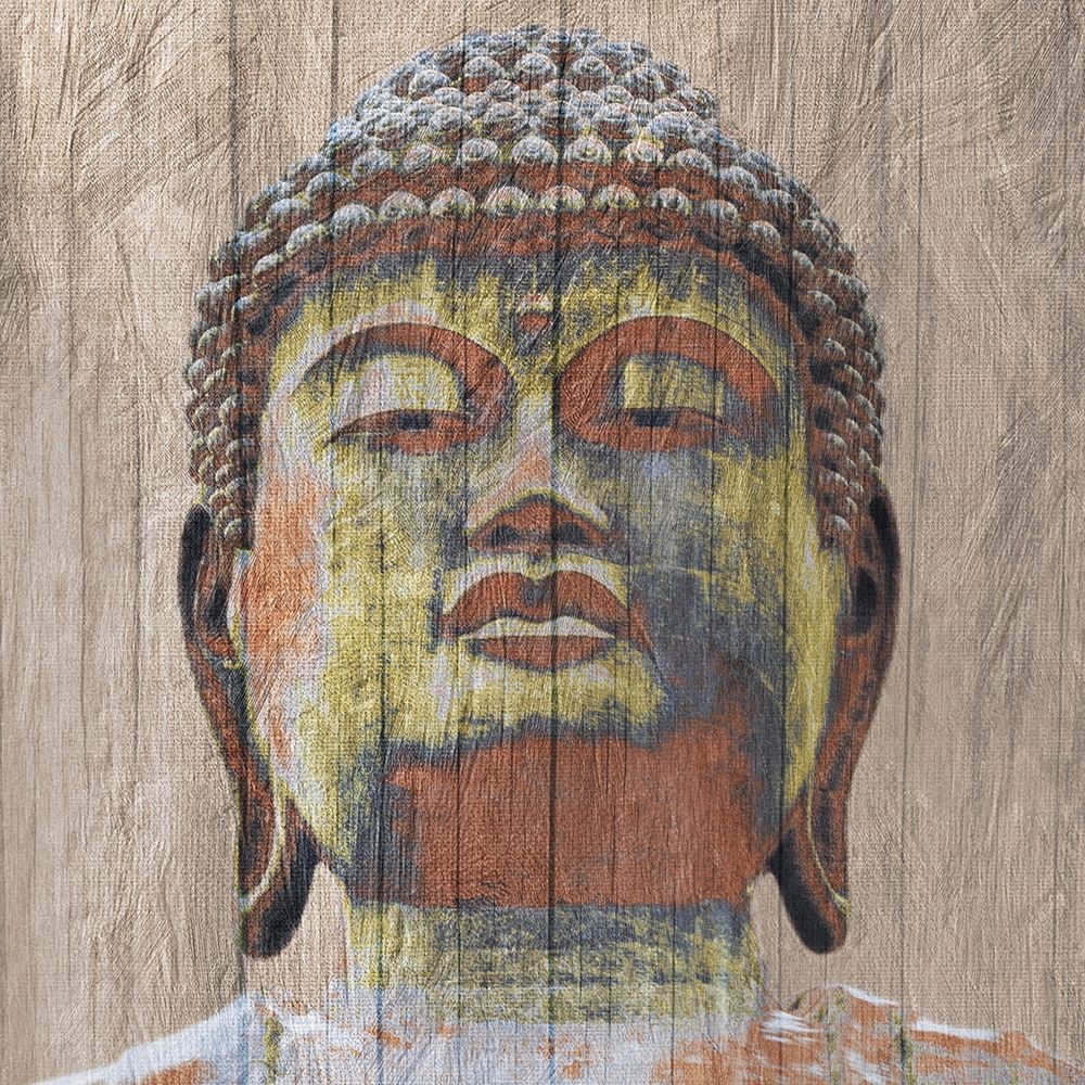 Wooden Painted Buddha Square