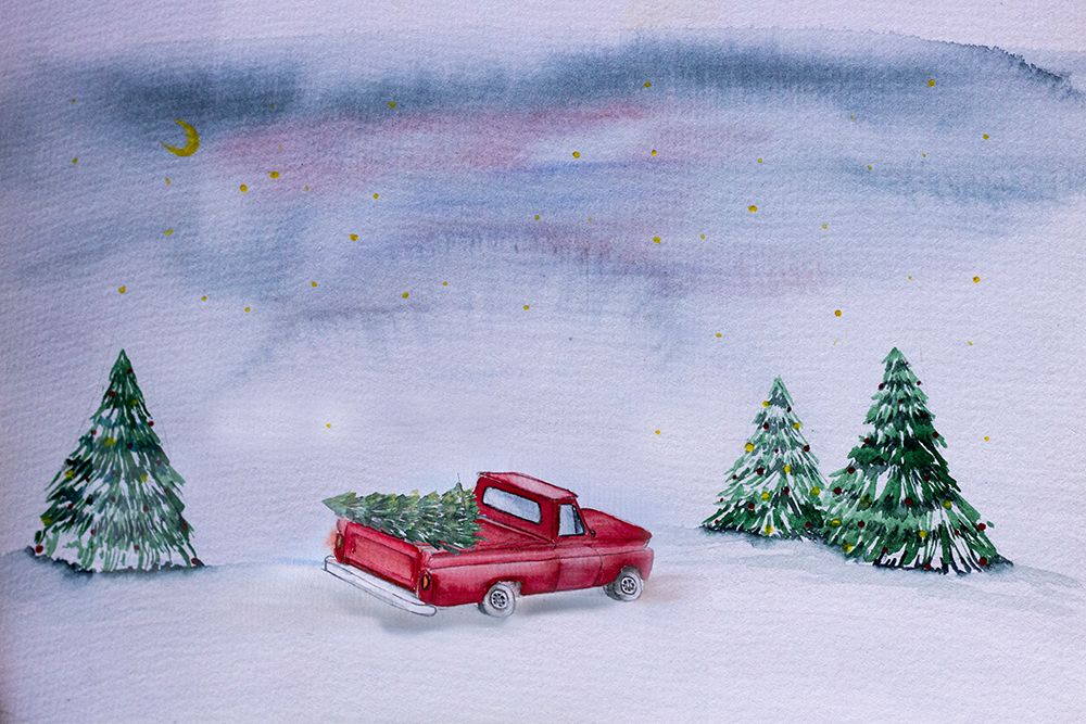 Red Truck In Winter