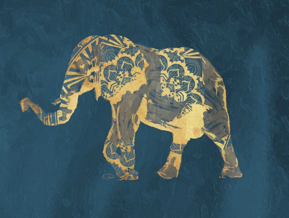 Navy Gold Elephant