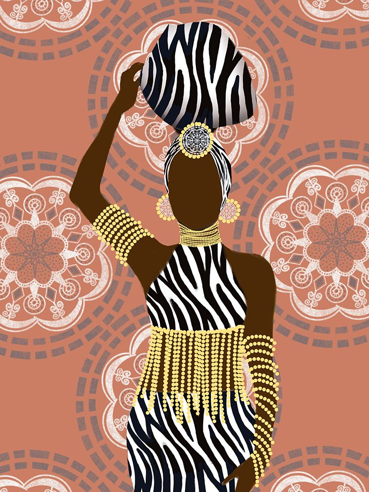 Woman Mandala Zebra Print Coral