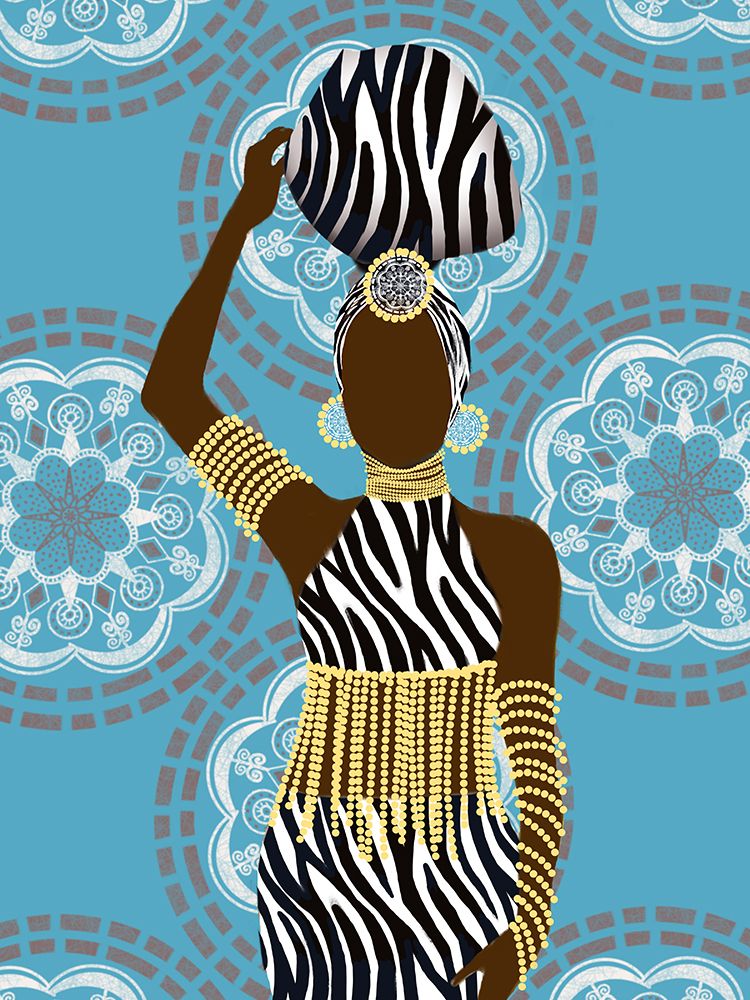 Woman Mandala Zebra Print Teal