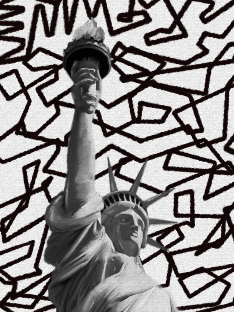 Black And White Statue Of Liberty
