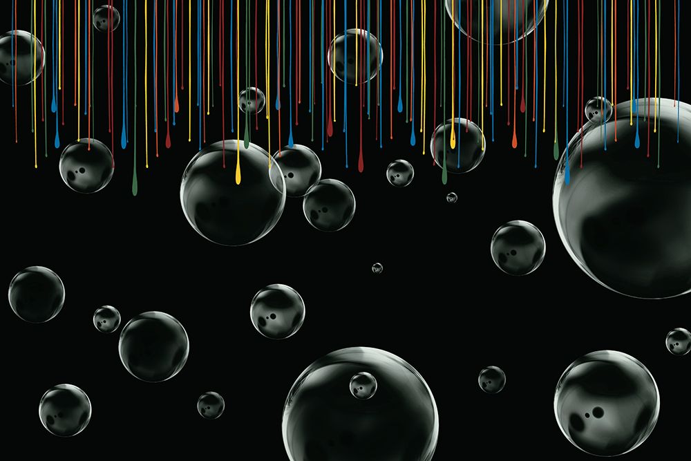 Paint Drips And Bubbles On Black