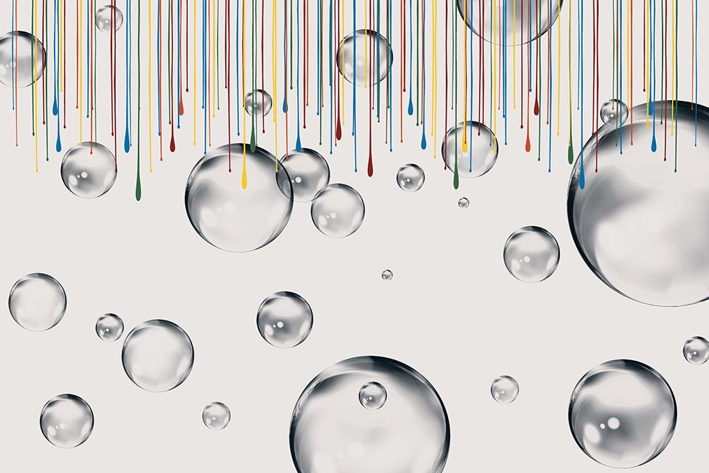 Paint Drips And Bubbles On White