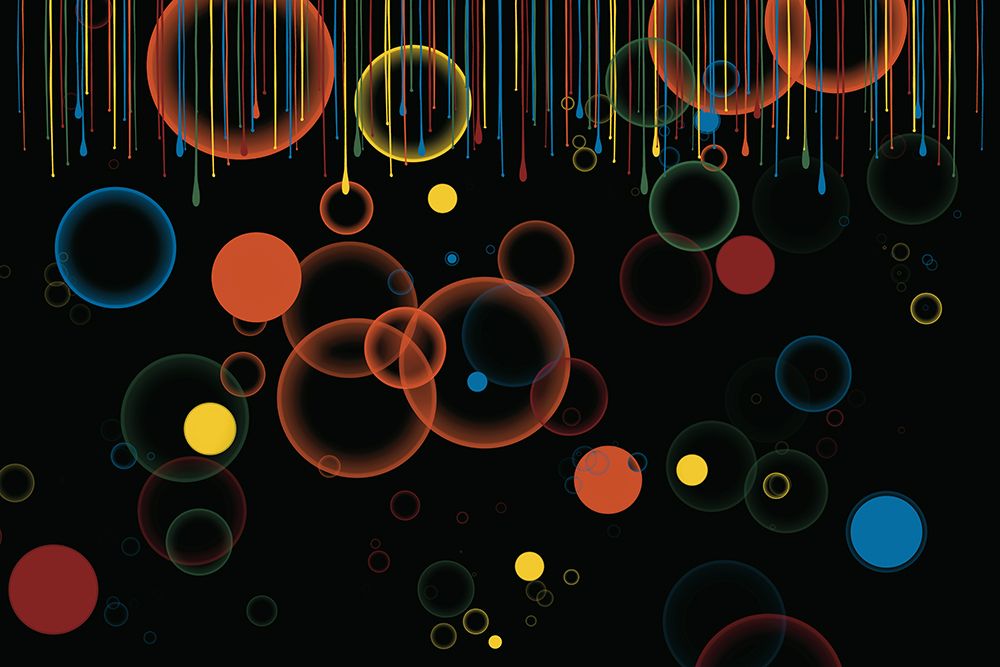Paint Drips And Circles On Black