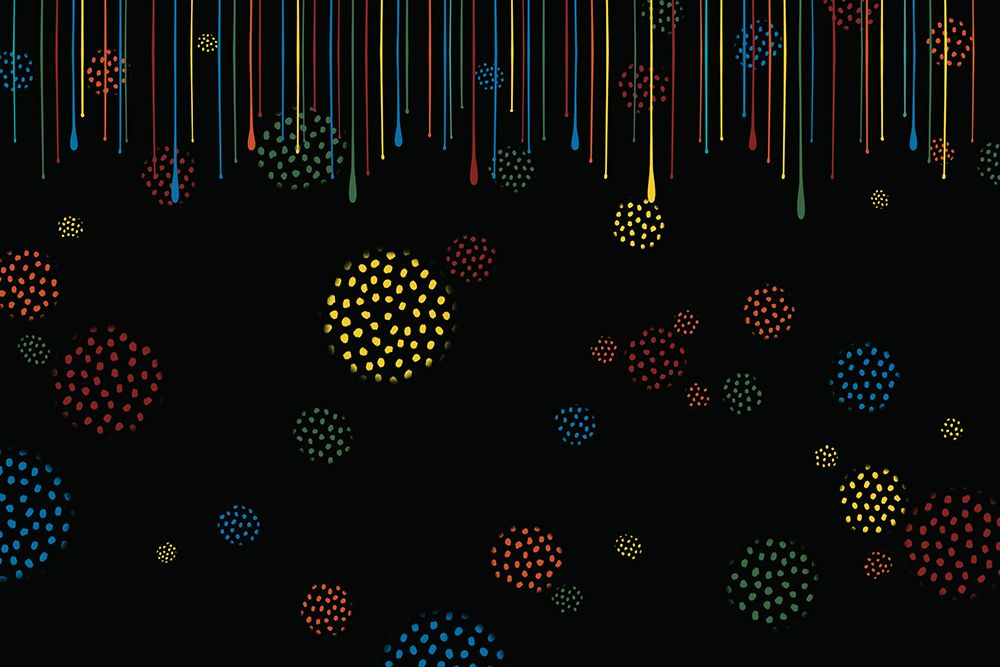 Paint Drips And Polka Dots On Black