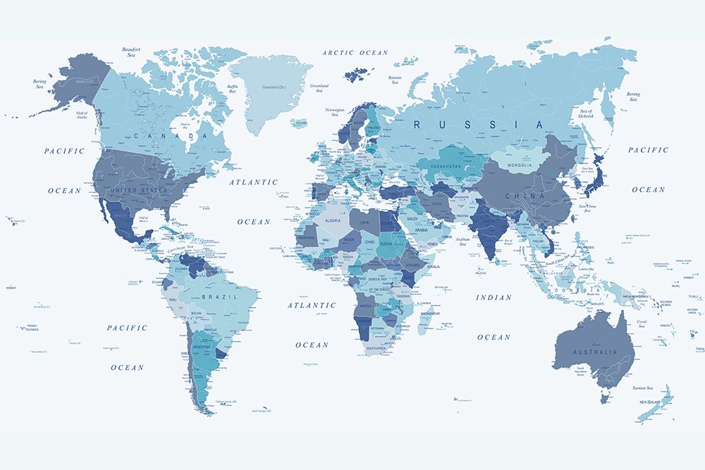 World Map Blue