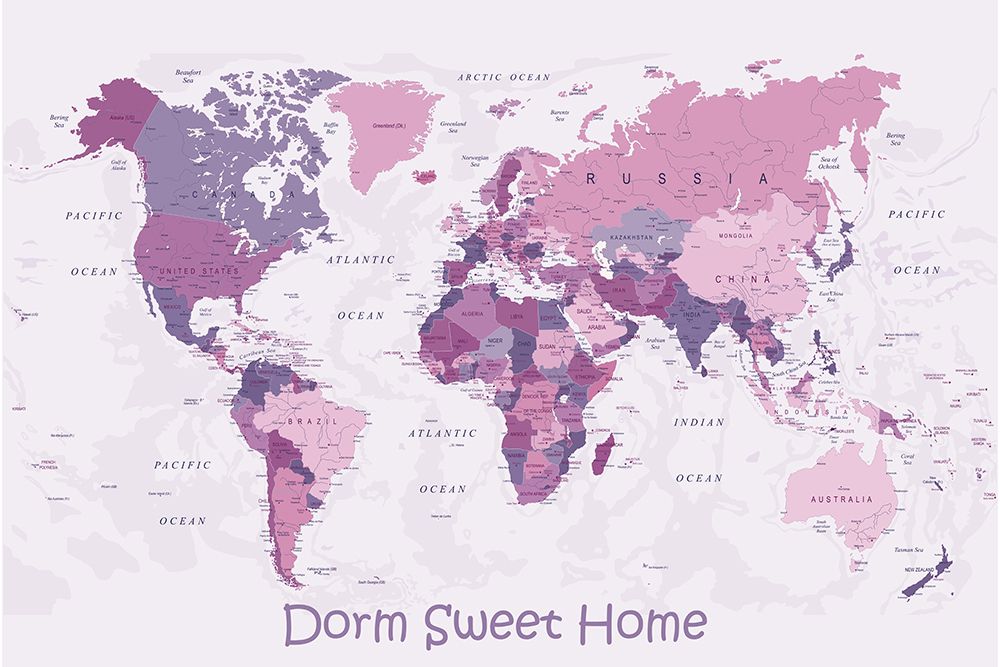 World Map Pink