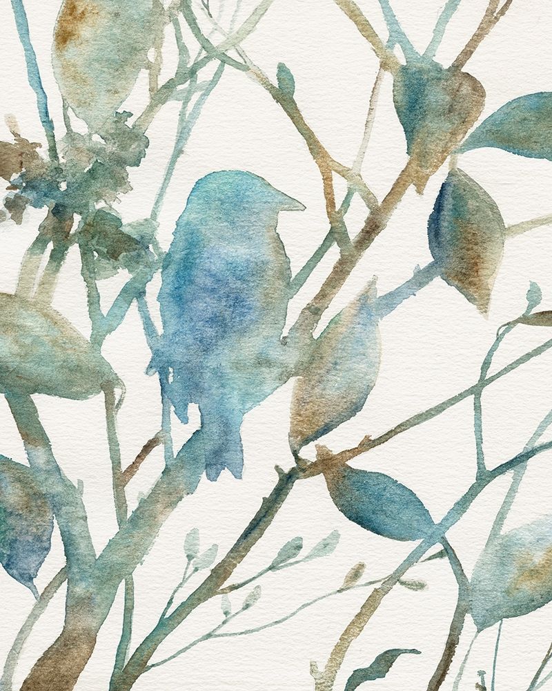 Teal Bluebird Silhouette I