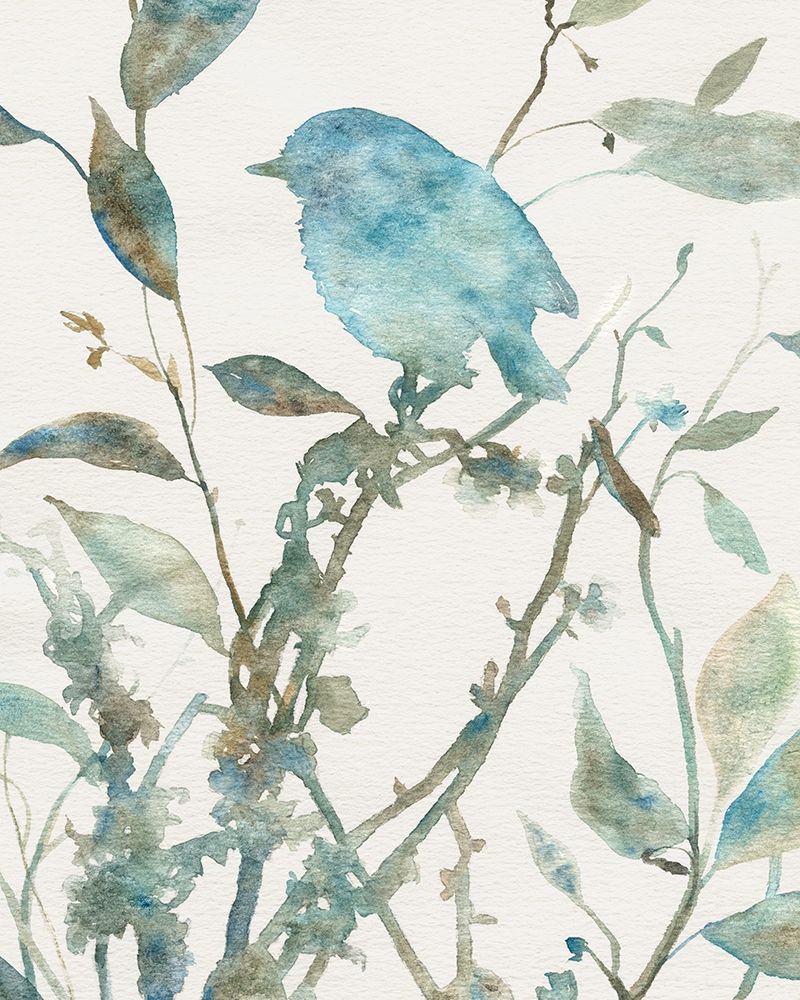 Teal Bluebird Silhouette II