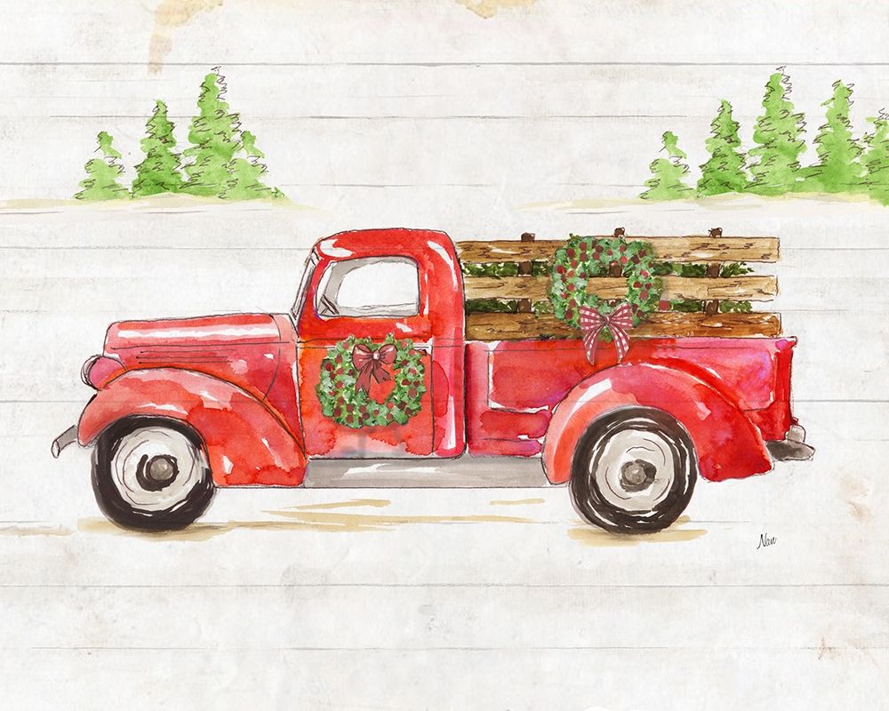 Watercolor Winter Truck