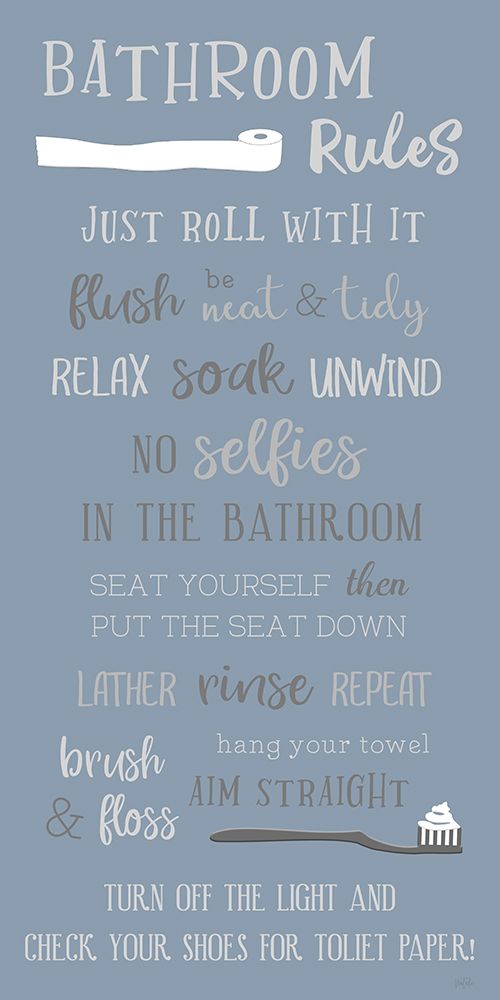 Dusty Blue Bathroom Rules