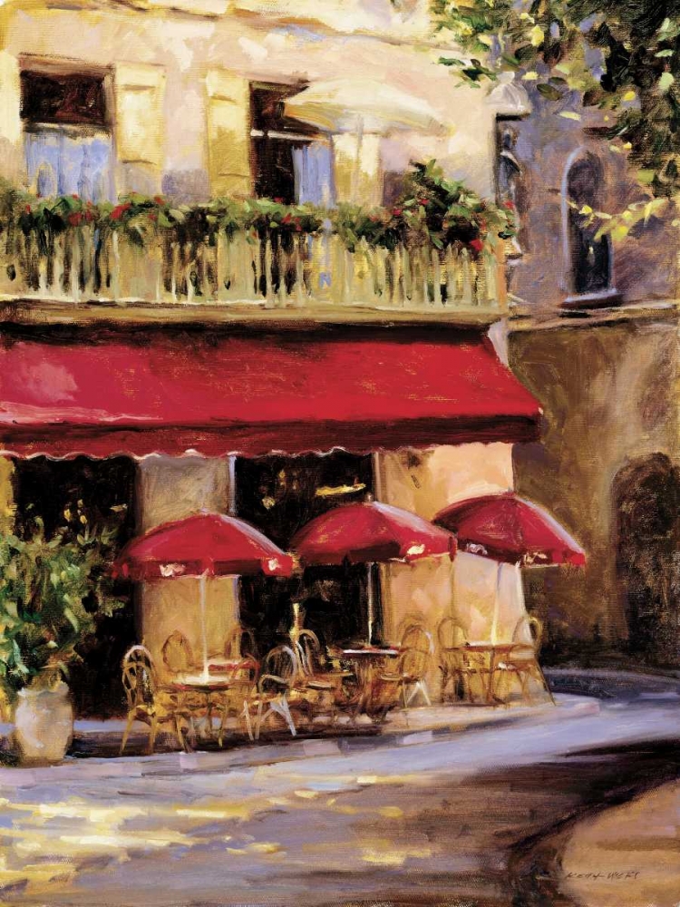 Three Red Umbrellas