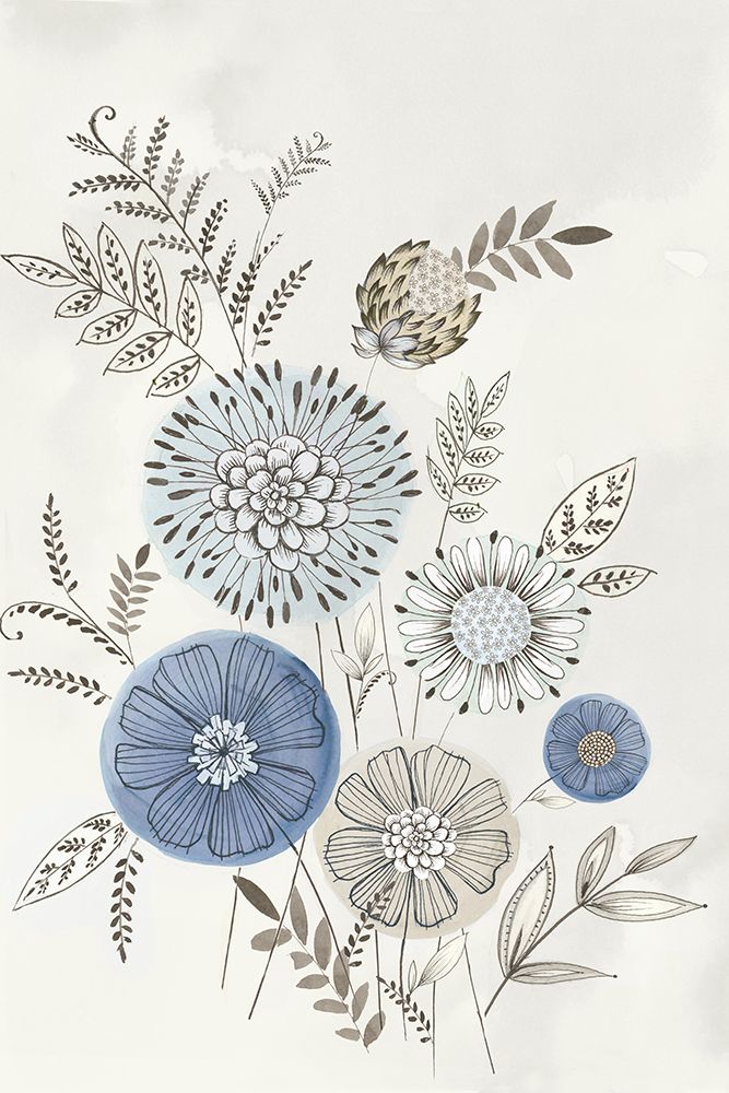 Modern Blue Bouquet II