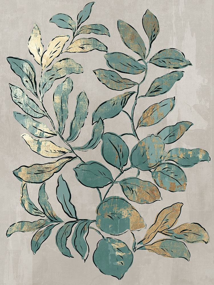 Leaves Sketches I Blue Version