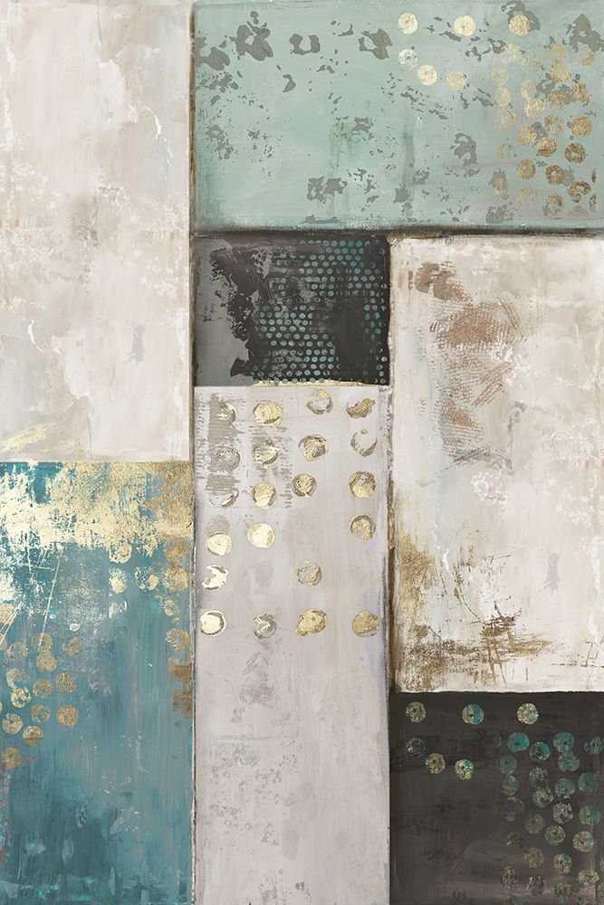 Teal Patchwork Square I