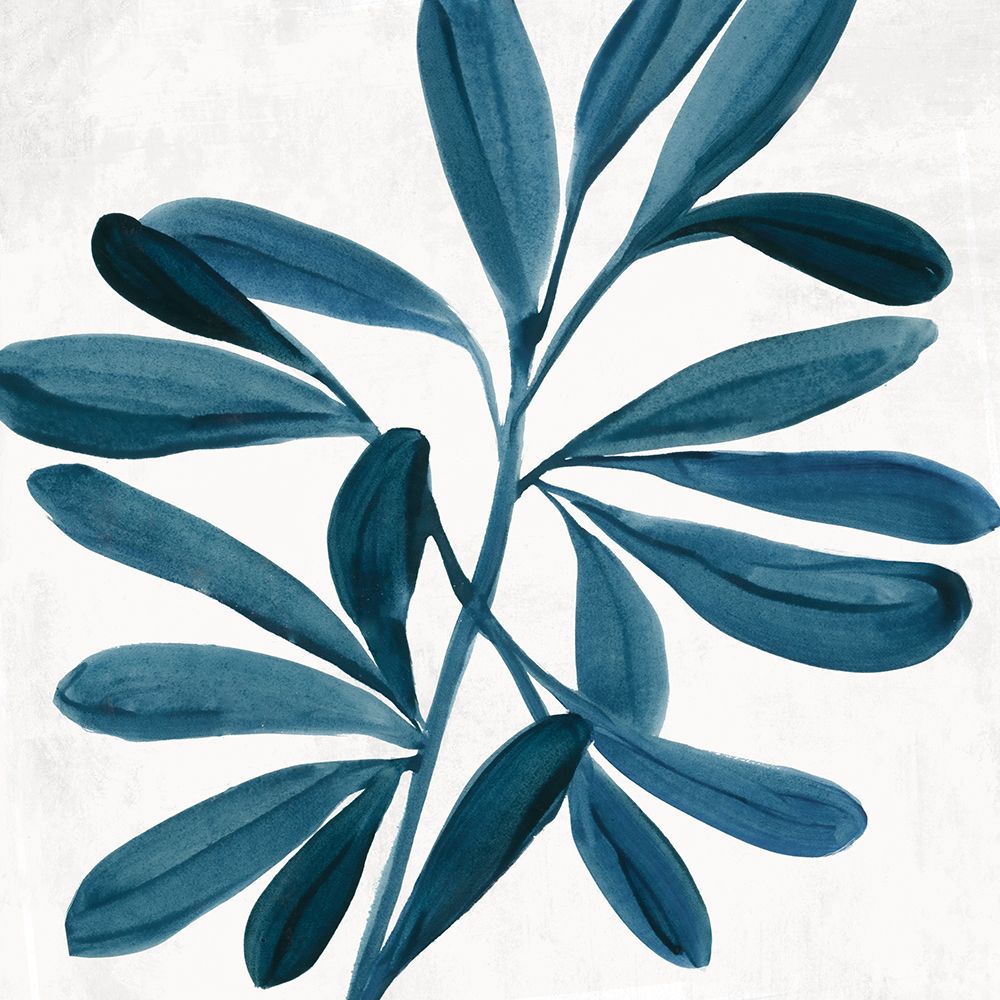 Blue Leaf in Watercolor Serenity II
