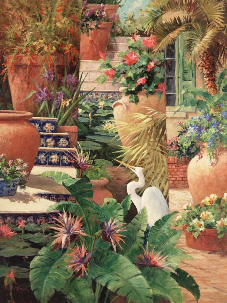 Floral Fractal with Egret