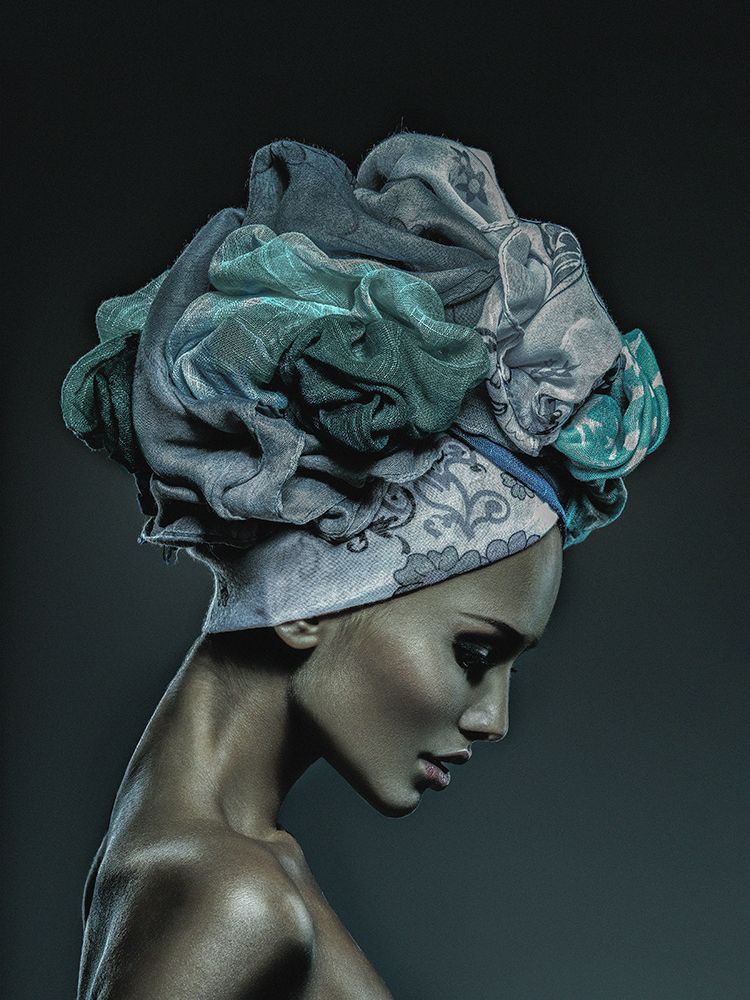 Woman in Thought, Teal
