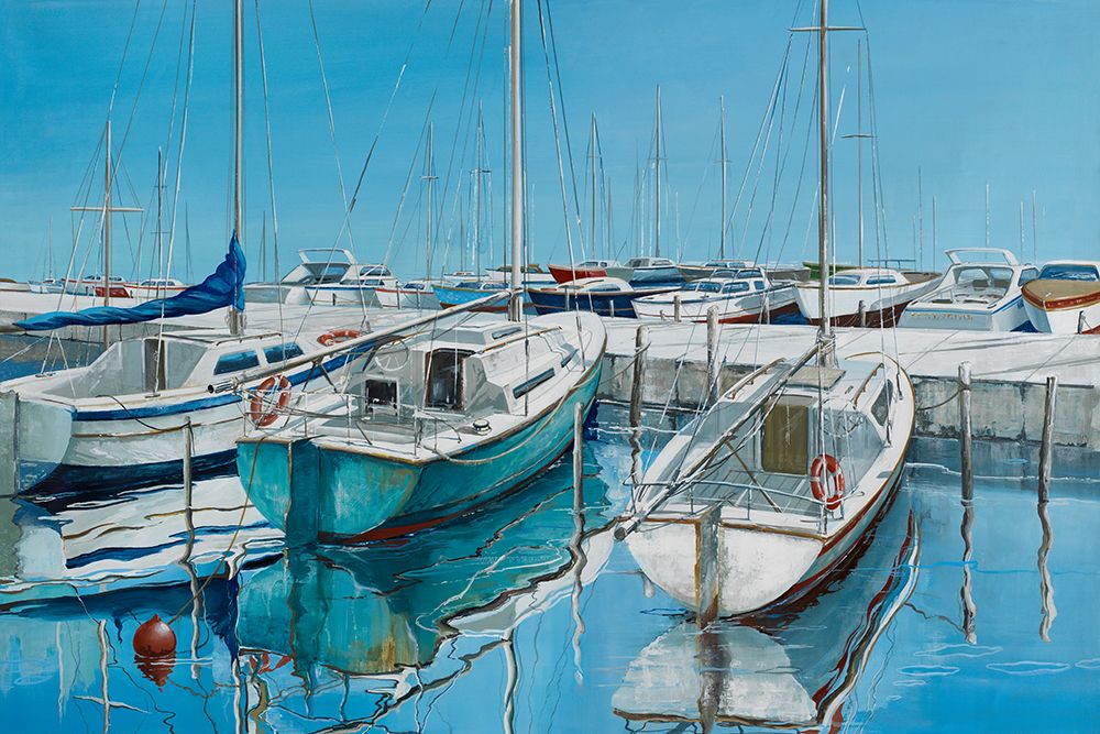 Anchored Boats on Pier