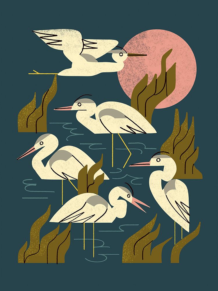 Five Heron Flock