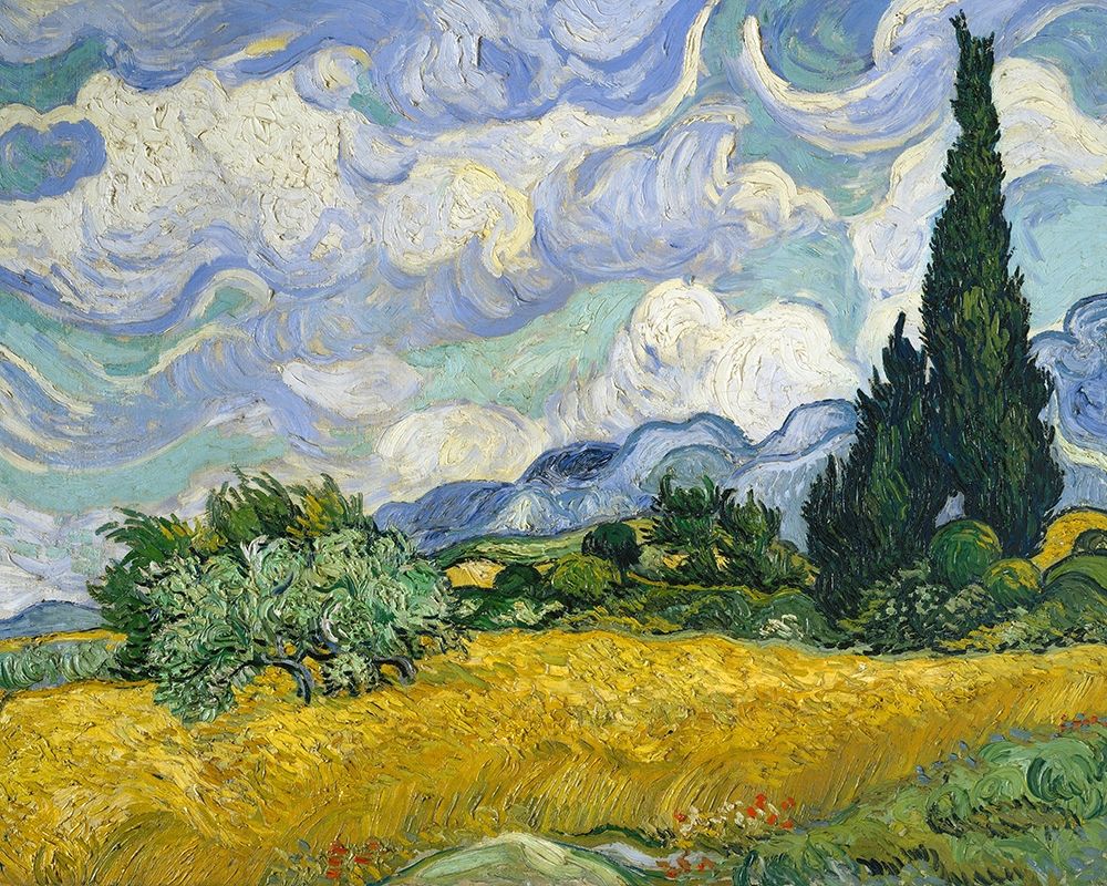 Wheat Field with Cypresses