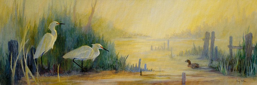 Snowy Egrets and Pilings