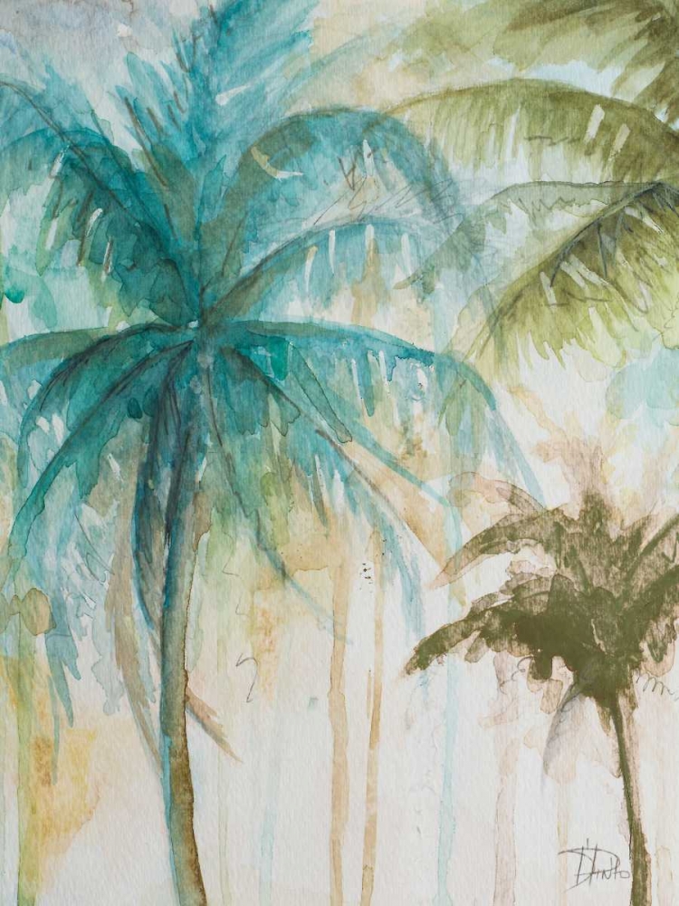 Watercolor Palms in Blue I