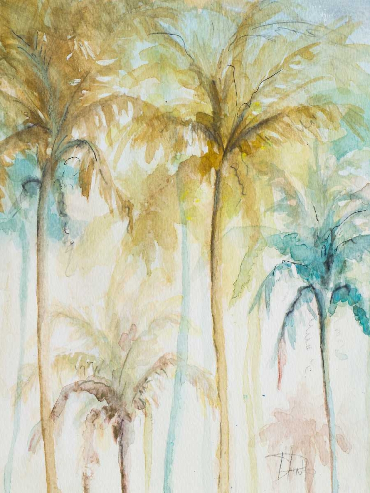 Watercolor Palms in Blue II