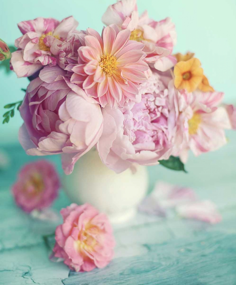 Peonies On Teal