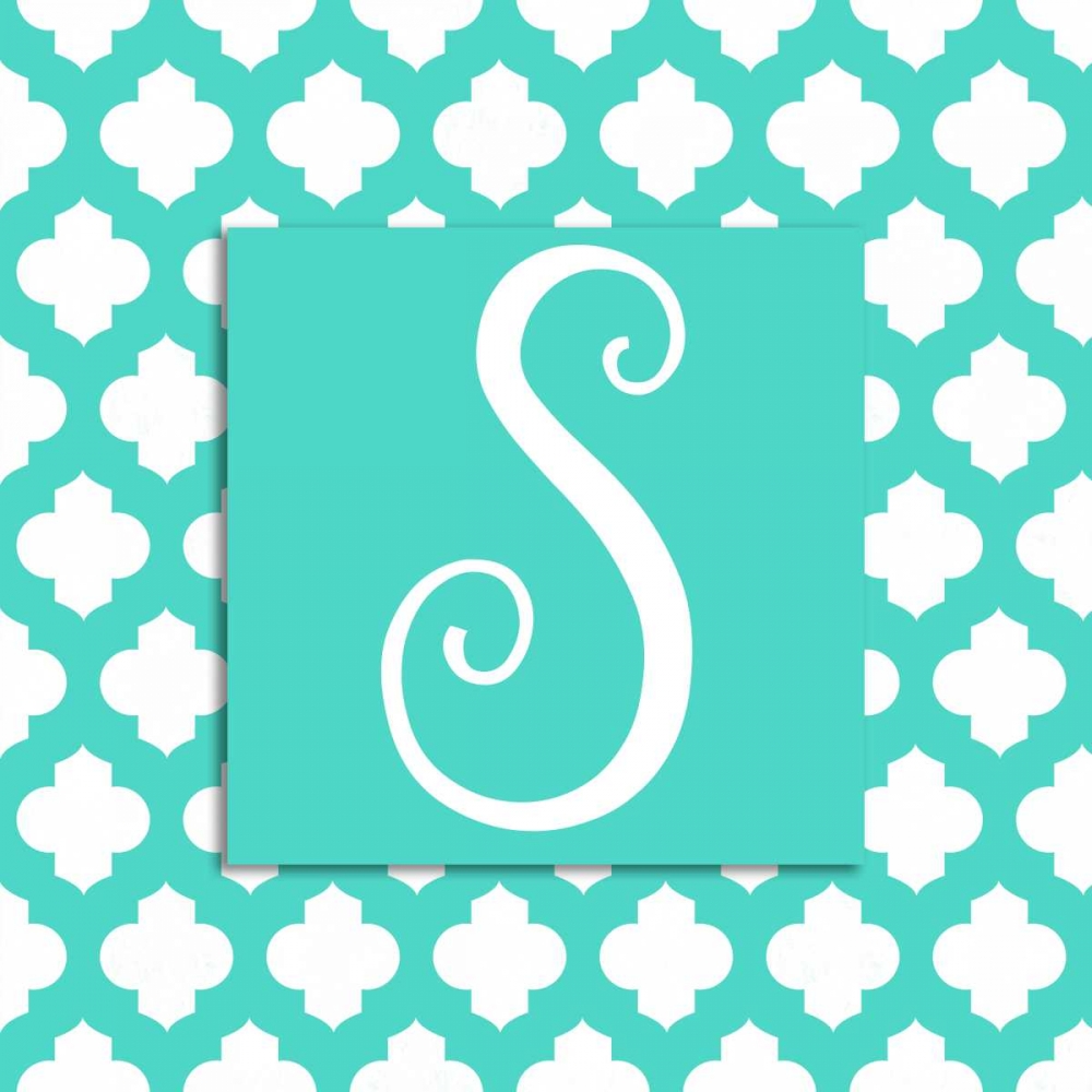 Teal Quatrefoil Monogram (S)