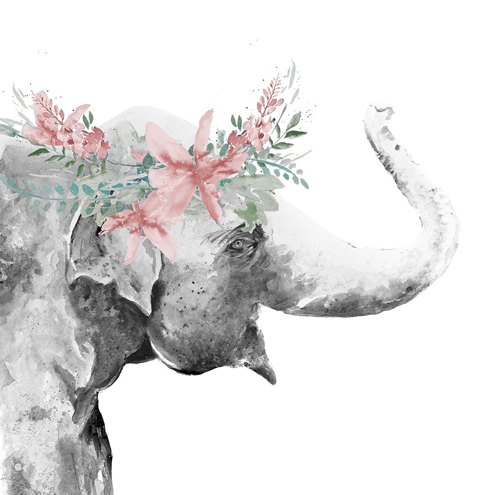 Water Elephant with Flower Crown Square