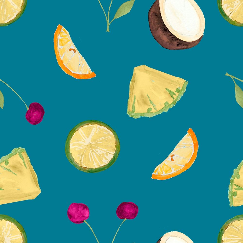 Fruit Pattern on Teal